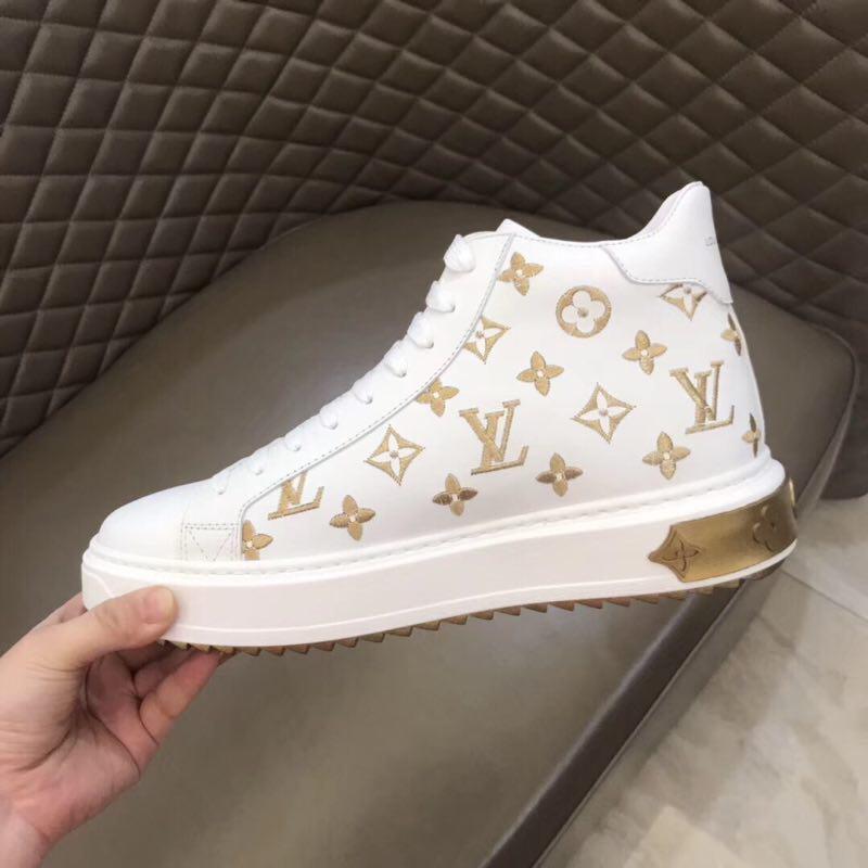 Hight-Top White&Gold Monogram Luxembourg Sneaker