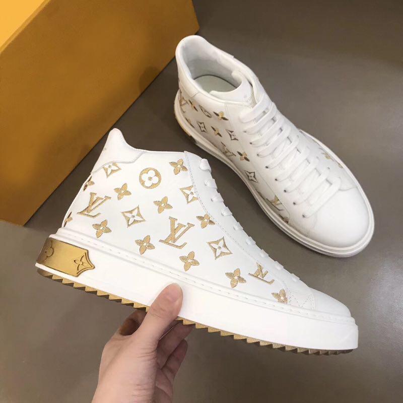 Hight-Top White&Gold Monogram Luxembourg Sneaker