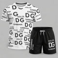 Men's Fashion Printed Short Sleeve Suit 3D1026070719