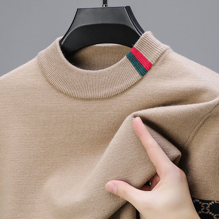 New semi high neck knitted sweater with a base layer 1024102508