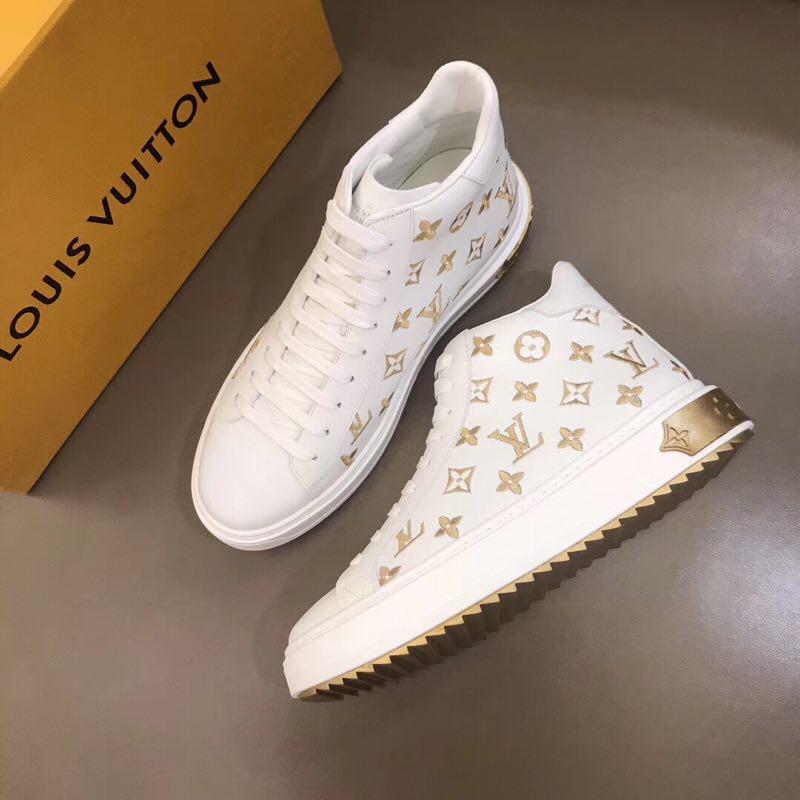 Hight-Top White&Gold Monogram Luxembourg Sneaker