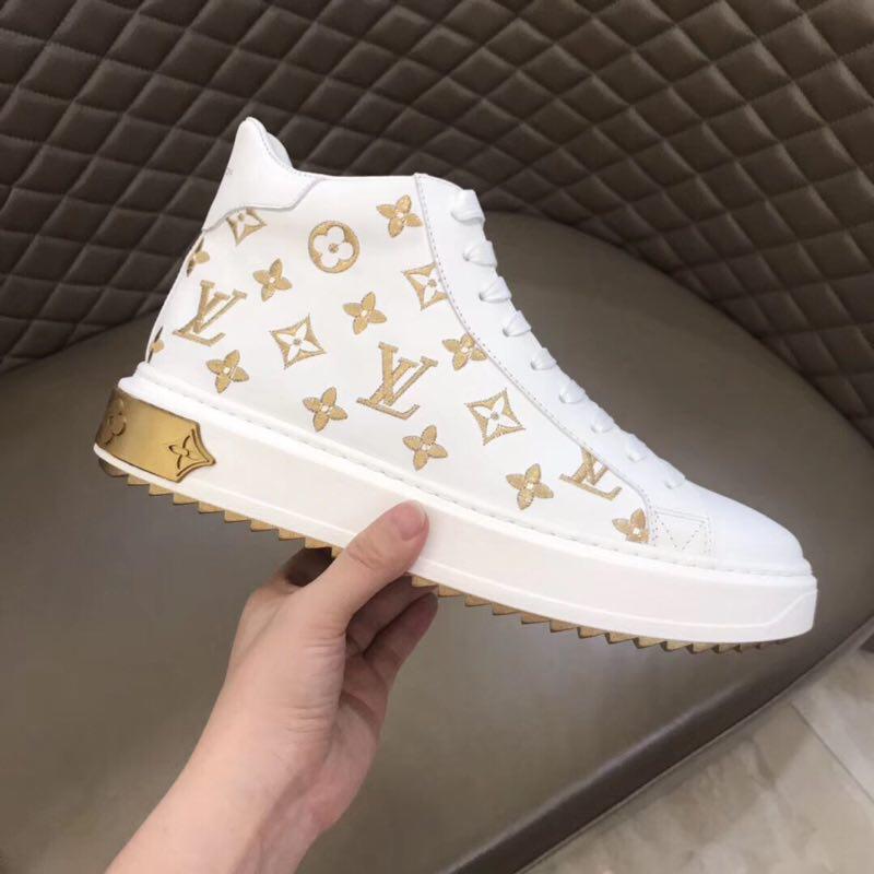 Hight-Top White&Gold Monogram Luxembourg Sneaker