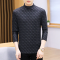 F Slim Trend Print Half Turtleneck Versatile Bottoming Shirt