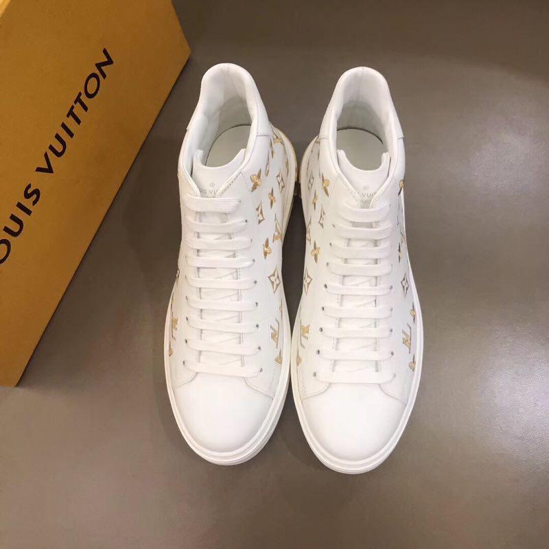 Hight-Top White&Gold Monogram Luxembourg Sneaker