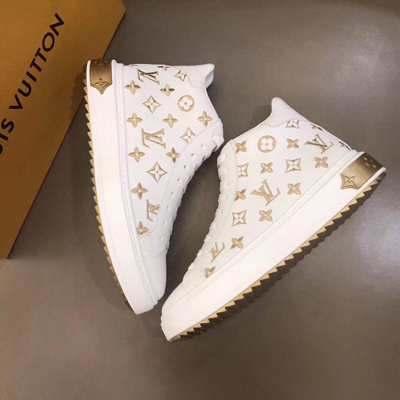 Hight-Top White&Gold Monogram Luxembourg Sneaker