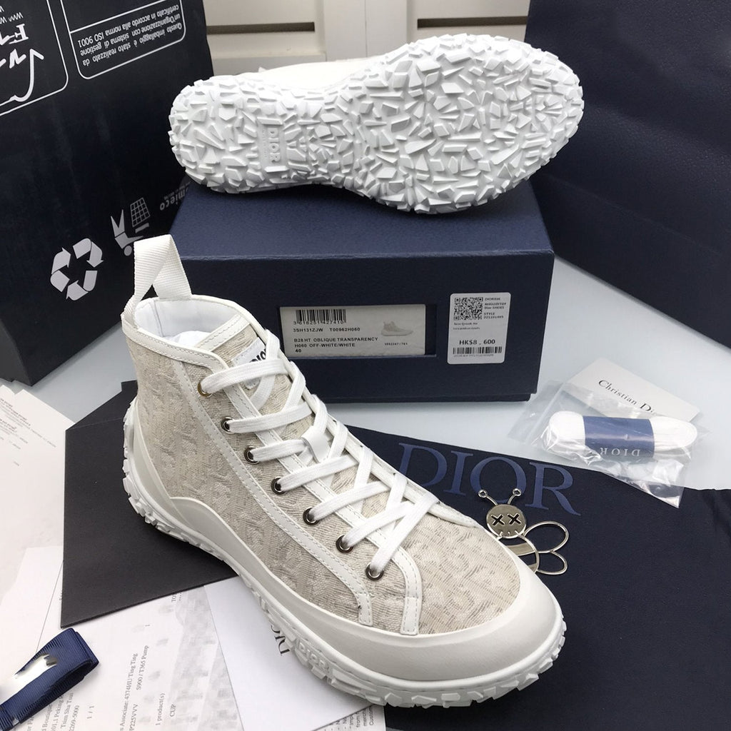 B28 High Top Sneaker Black Oblique Jacquard and Rubber