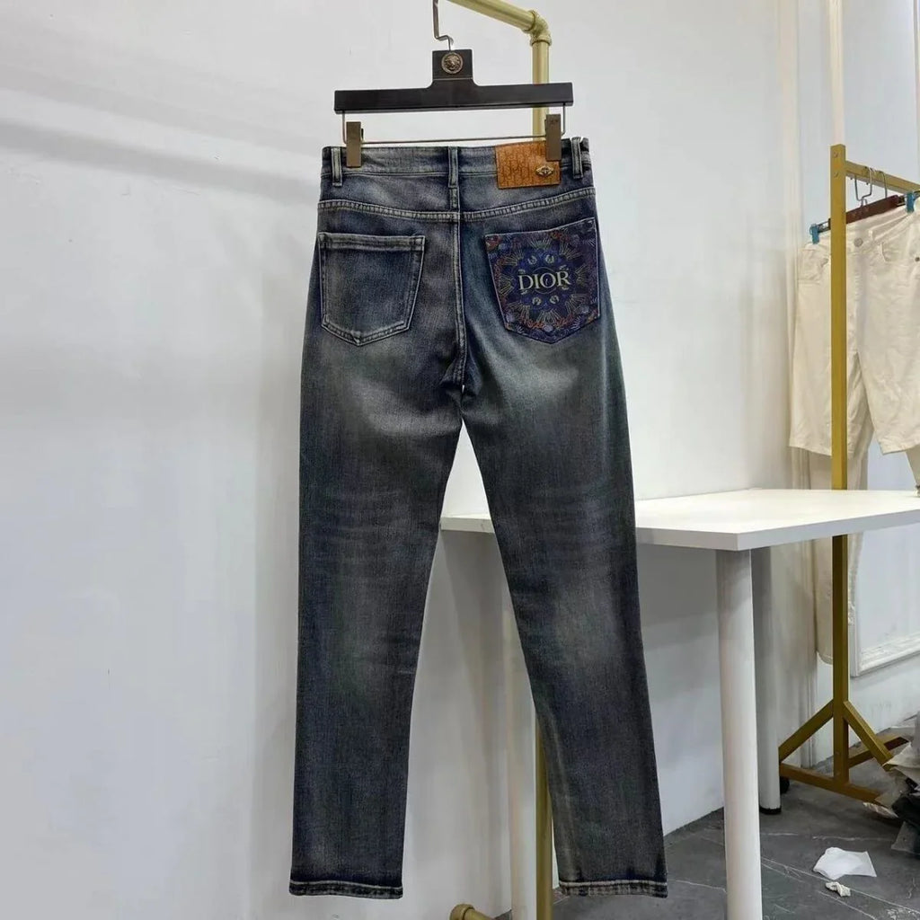 High luxury autumn and winter elastic slim fit denim pants 1024111502