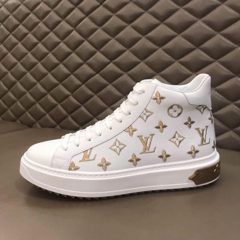 Hight-Top White&Gold Monogram Luxembourg Sneaker