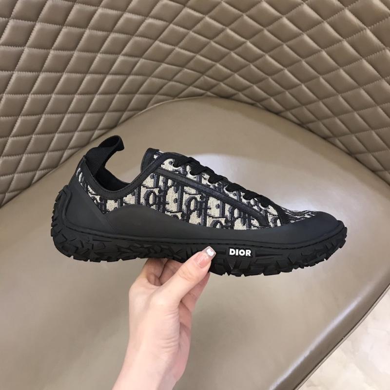 B28 Low Top Sneaker Black and Beige Oblique Jacquard and Rubber