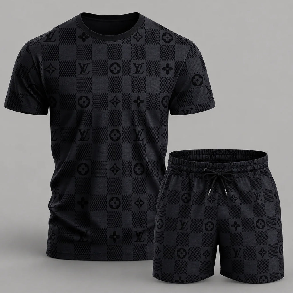 Men's Fashion Printed Short Sleeve Suit 3D1026070804